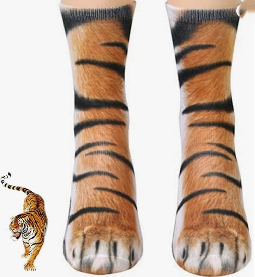 3D Animal Paw Socks, Tiger Paw Socks Brand New Realistic Animal Graphic 1 Pair